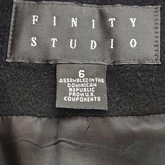 Finity Studio Vintage Black Wool Cashmere Nylon Blazer Jacket Sz 6 - Picture 9 of 10